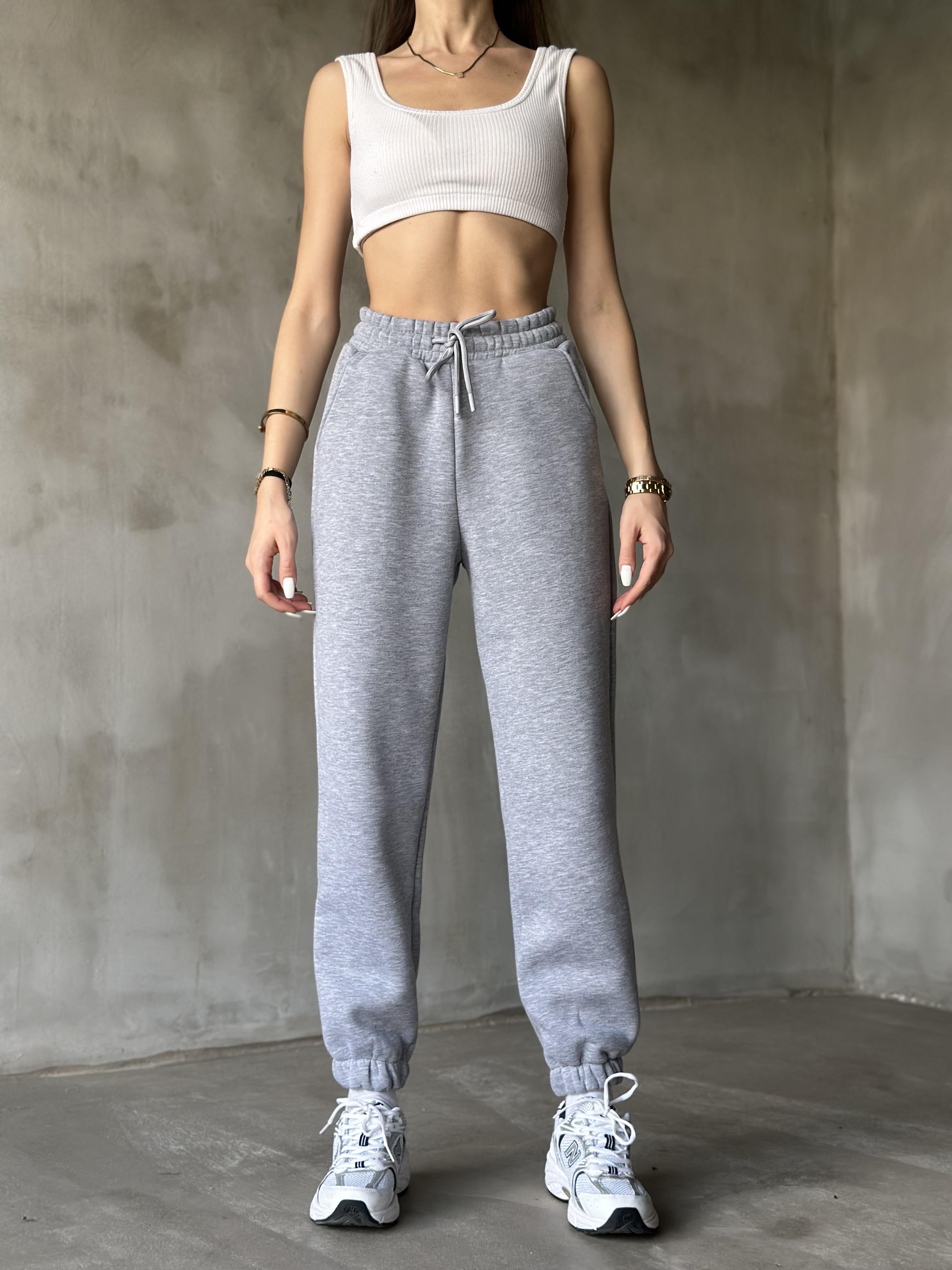 Şardonlu Jogger Eşofman Altı - Melanj Gri