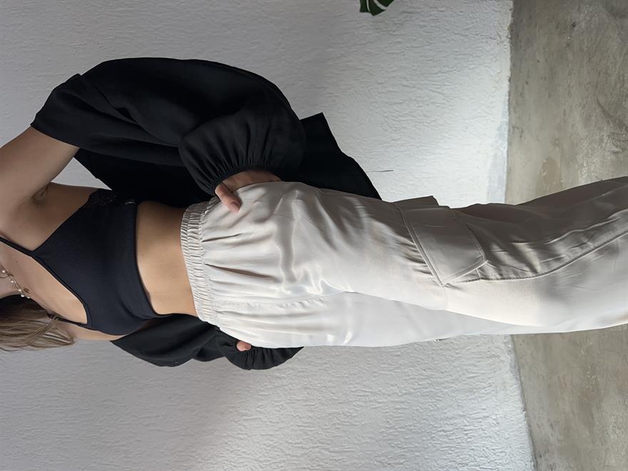 Saten Kargo Pantolon - Bej