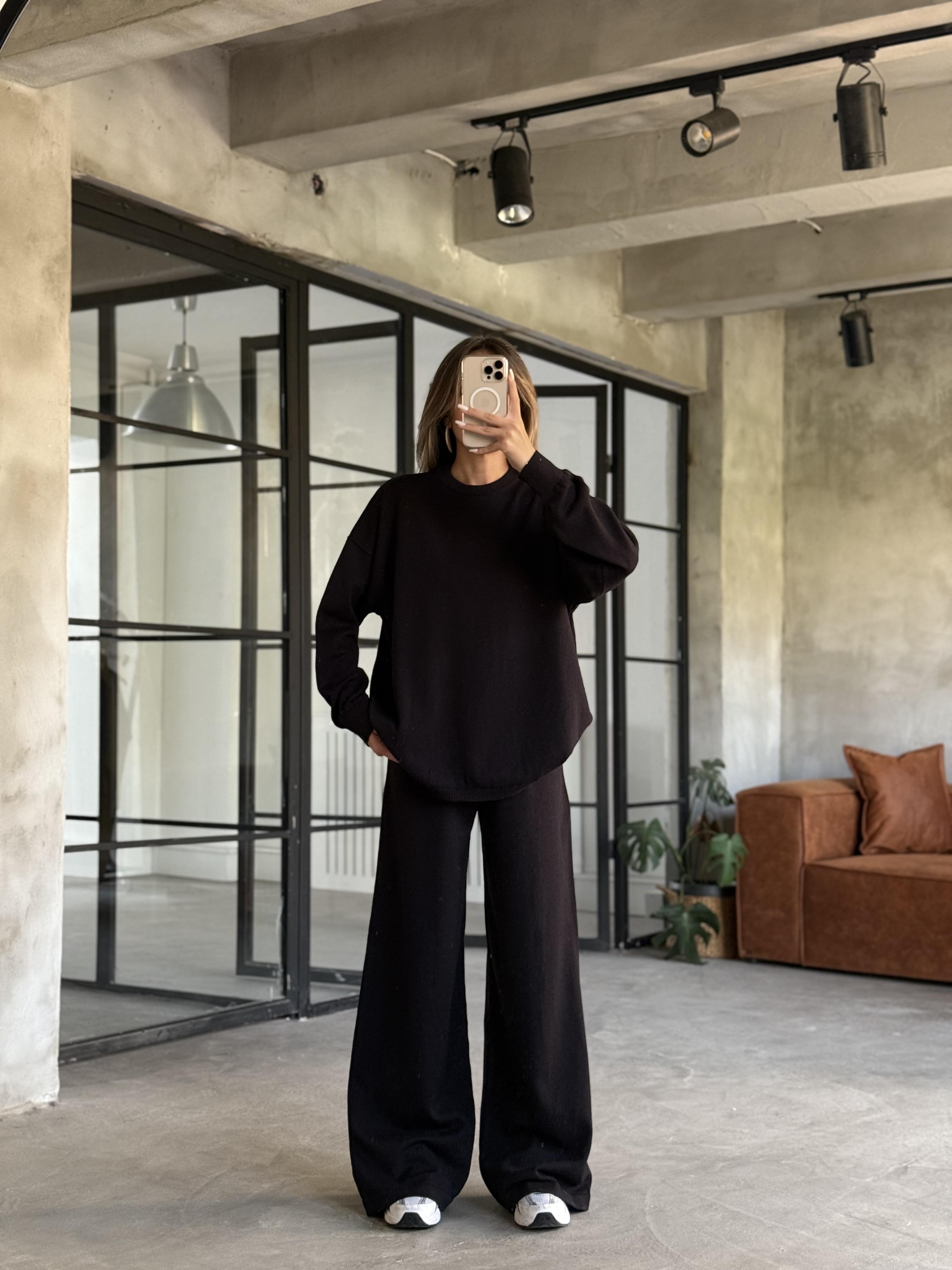 Siyah Basic Oversize Triko Takım 