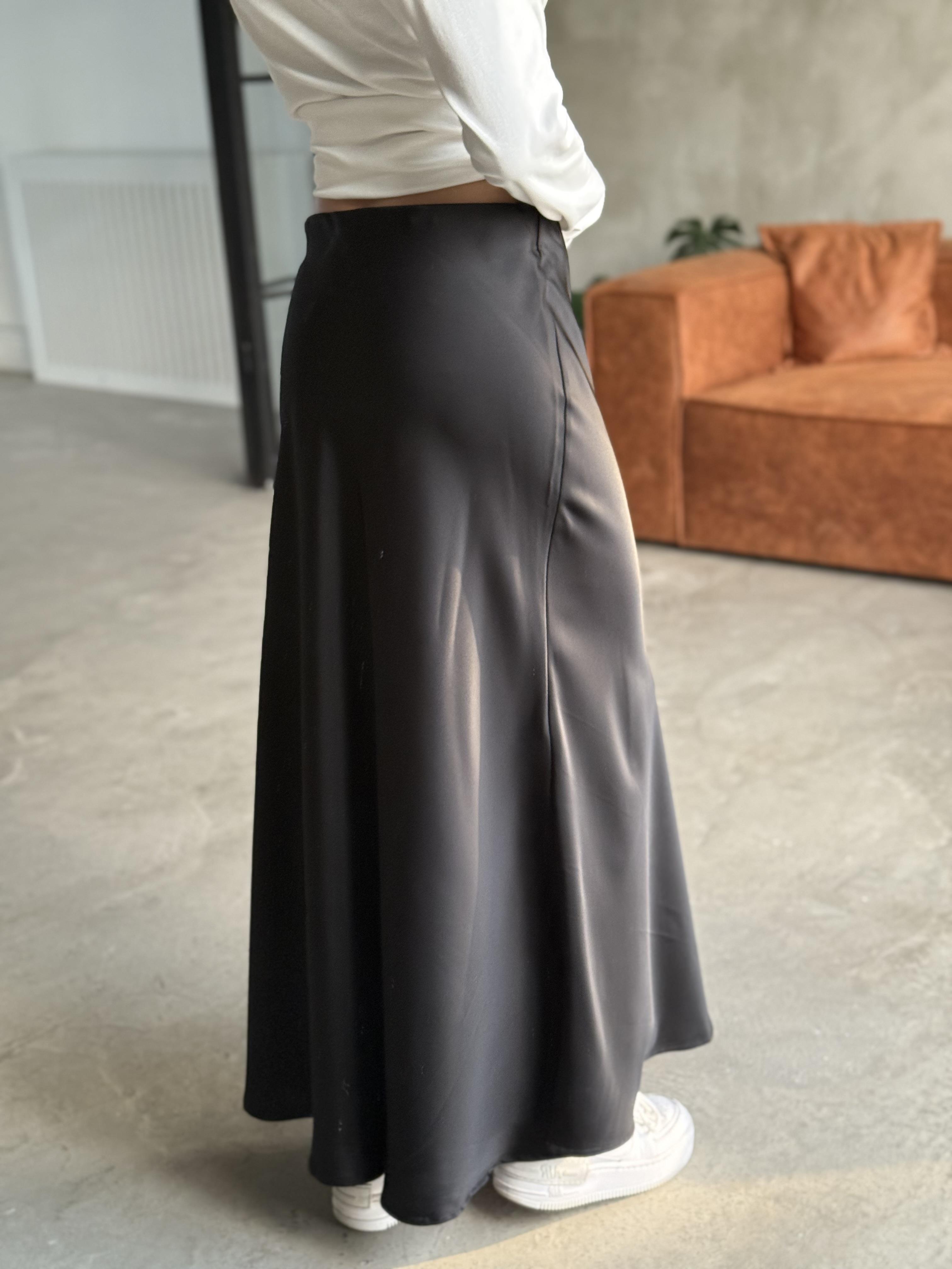 Siyah Maxi Saten Etek 