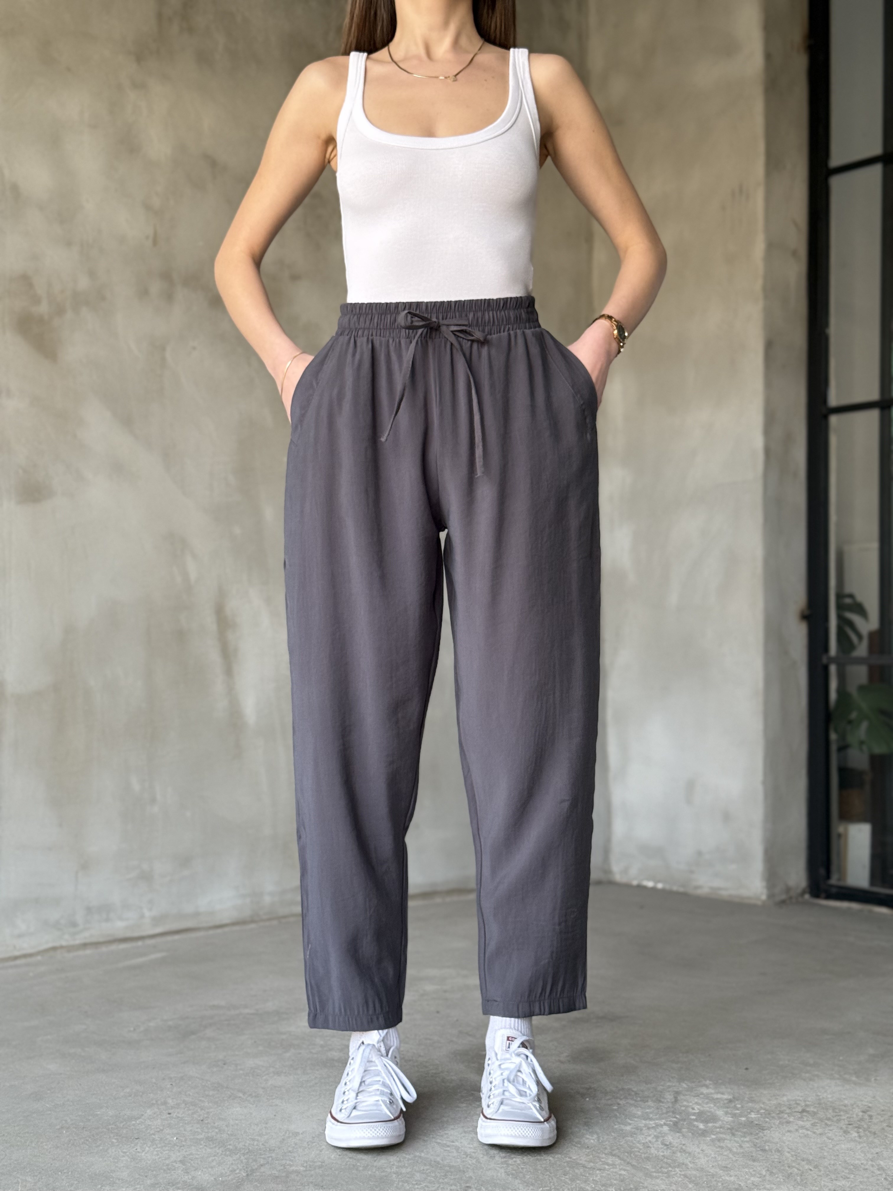 Tencel Havuç Pantolon - Antrasit