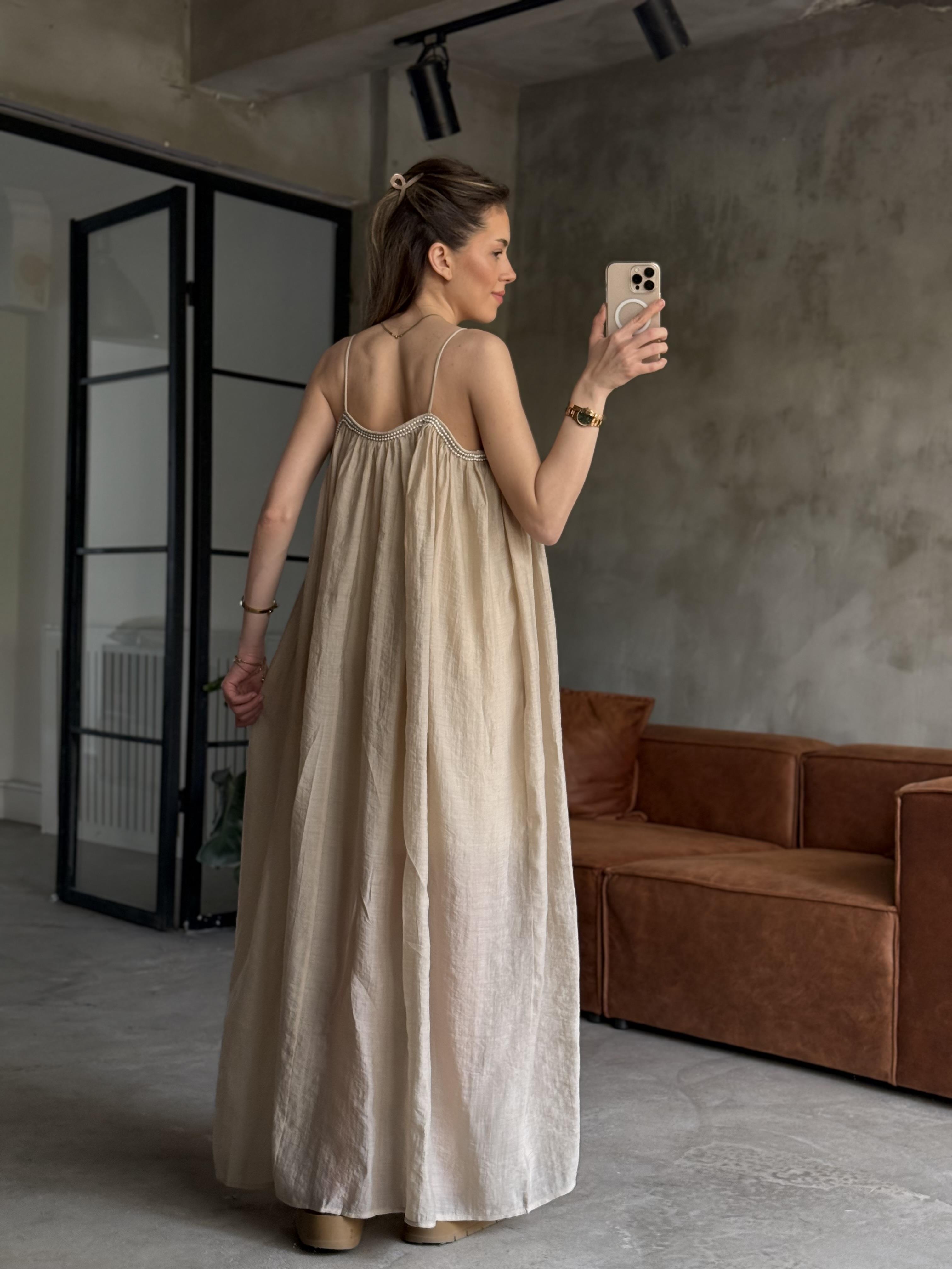 Tencel Modal Elbise - Bej