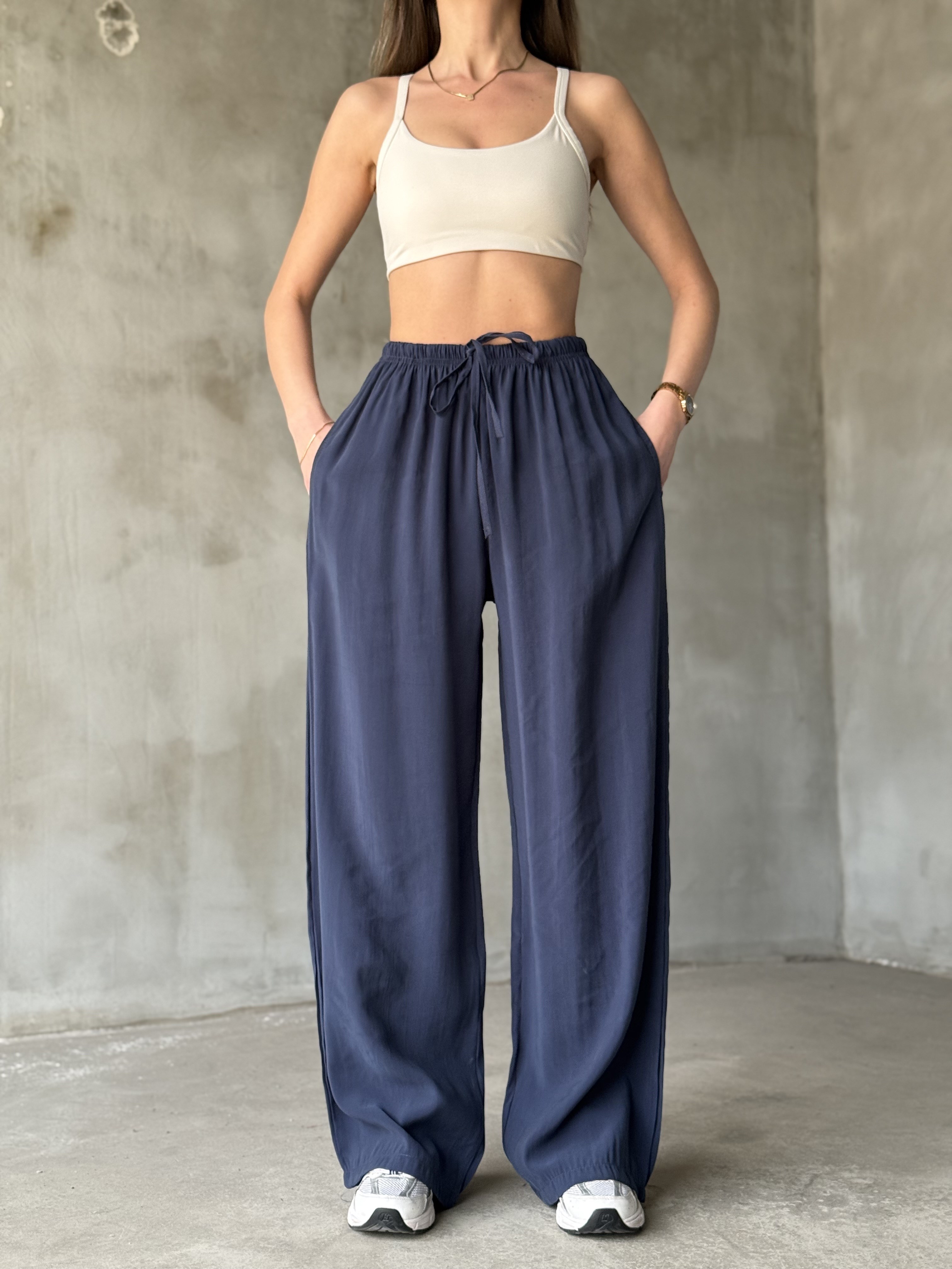 Tencel Salaş Pantolon - Lacivert