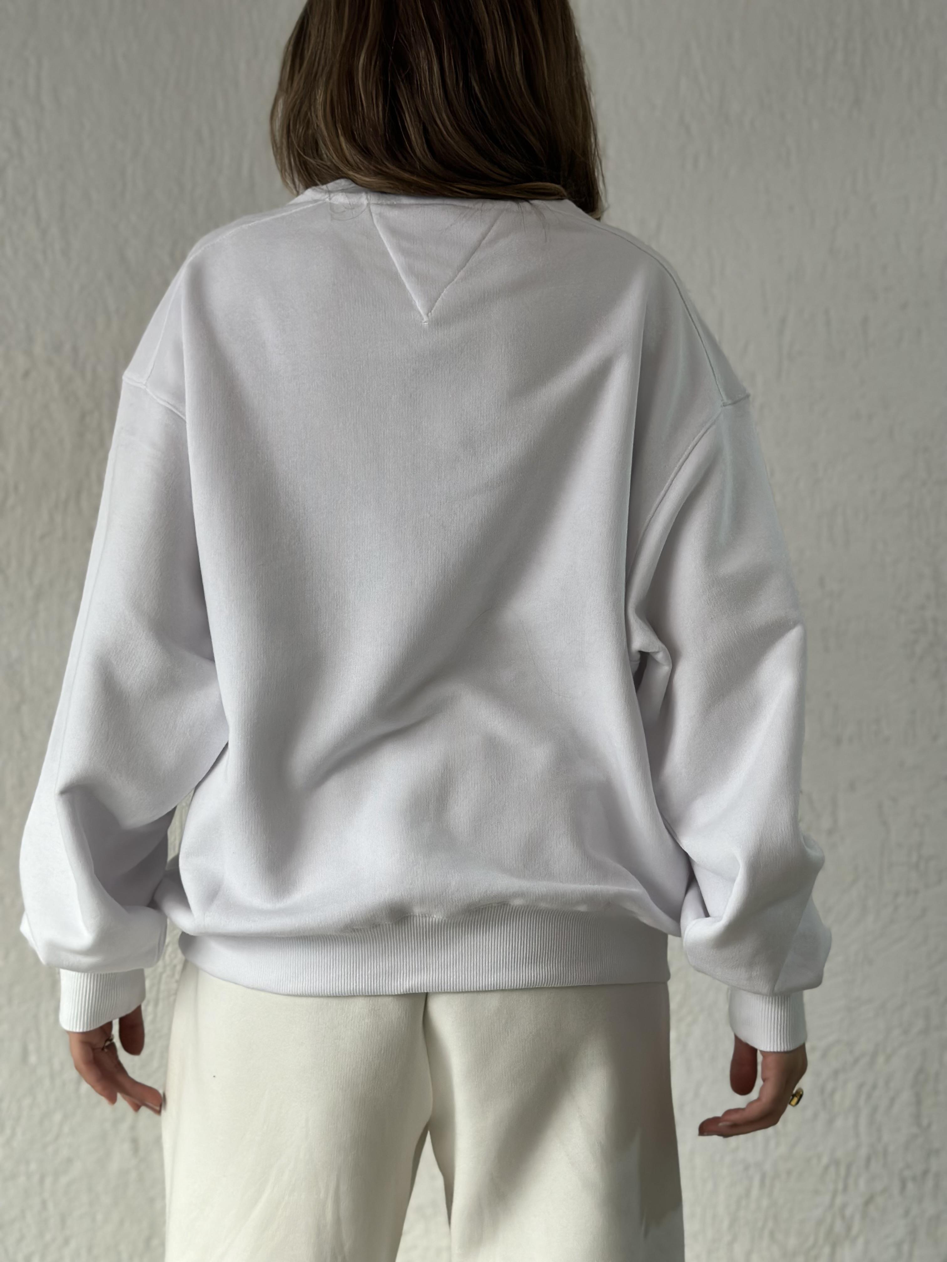 T&H College Nakışlı Sweatshirt - Beyaz
