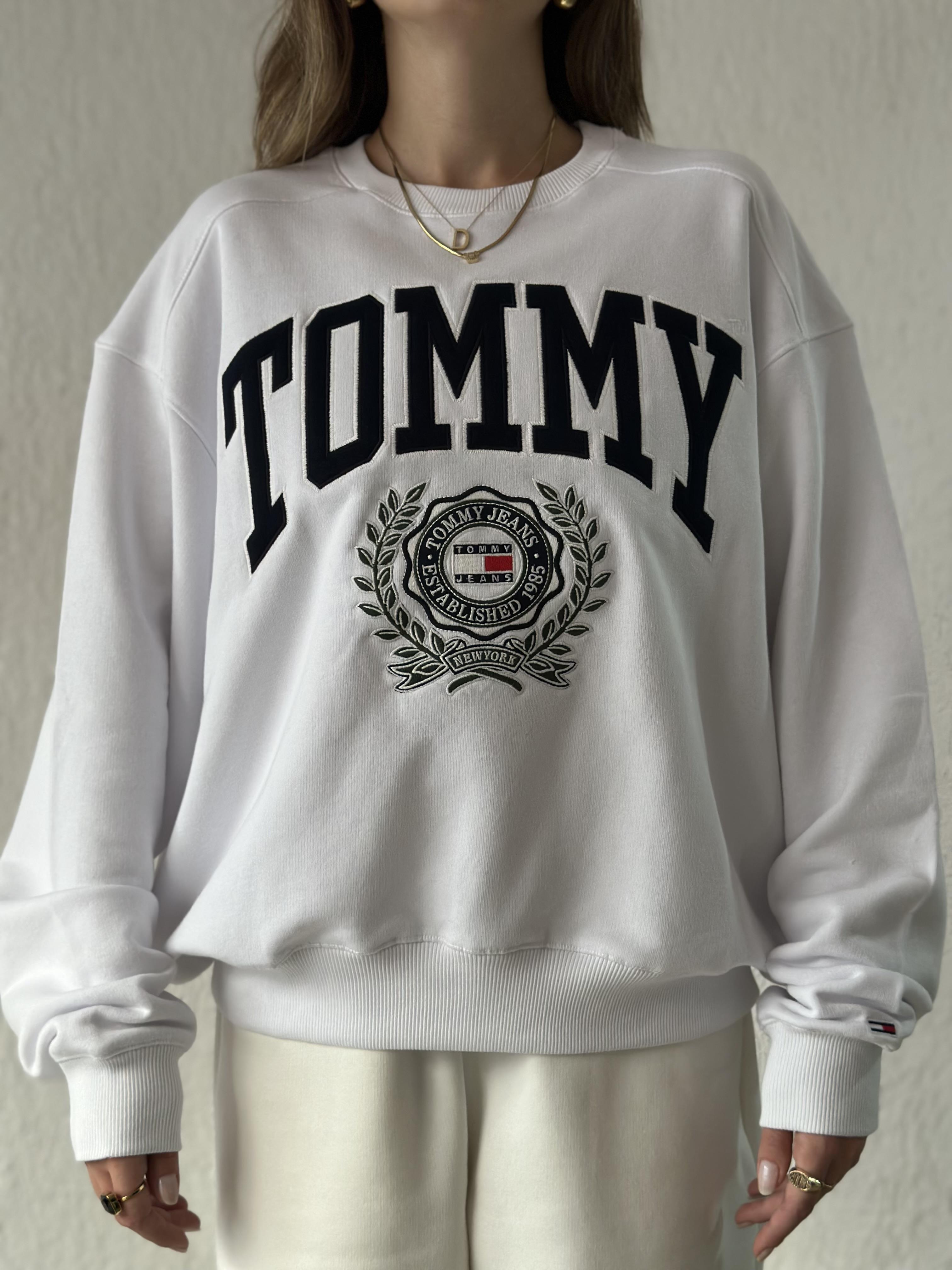 T&H College Nakışlı Sweatshirt - Beyaz