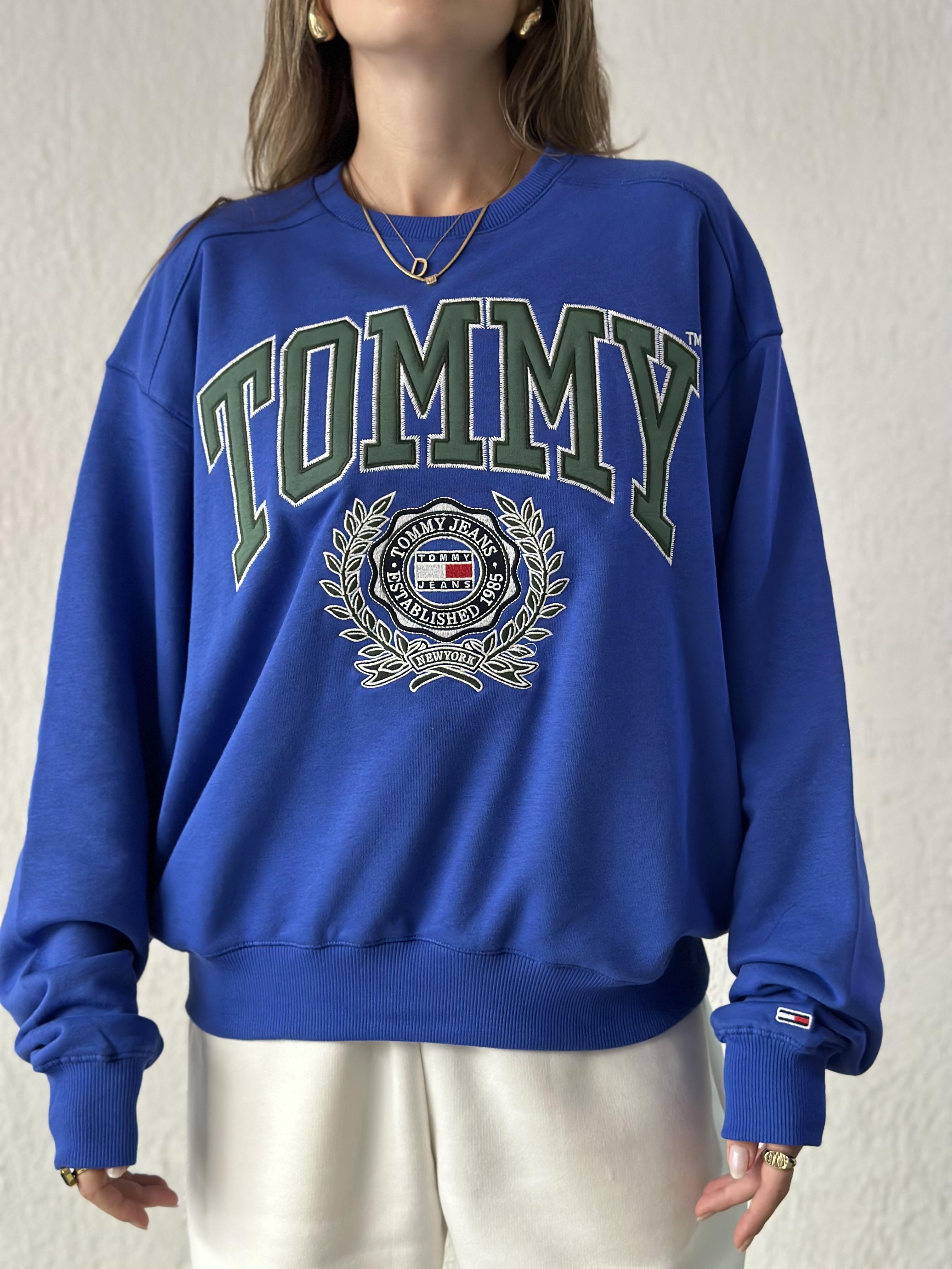 T&H College Nakışlı Sweatshirt - Saks