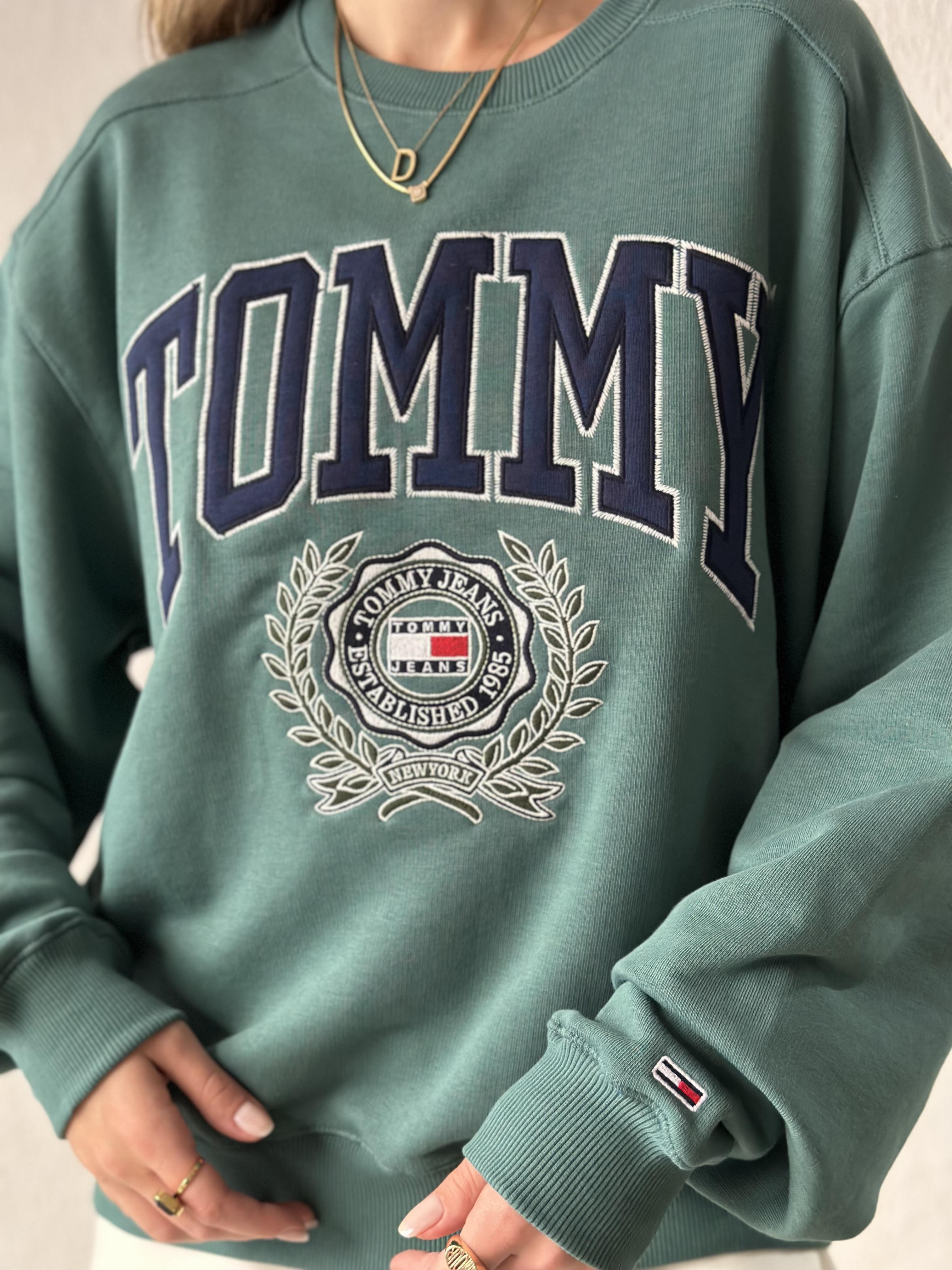 T&H College Nakışlı Sweatshirt - Yeşil