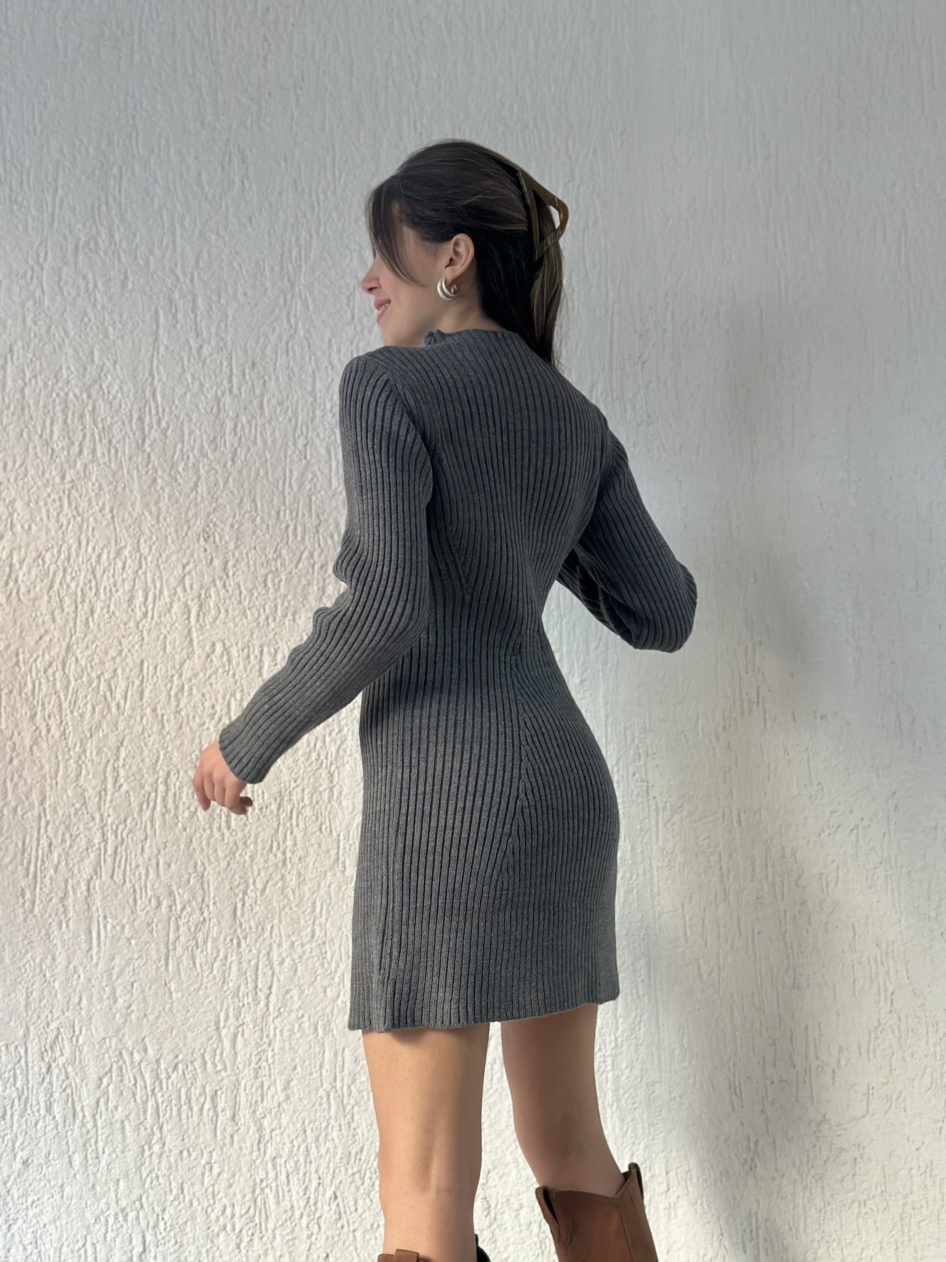 Triko Elbise - Antrasit