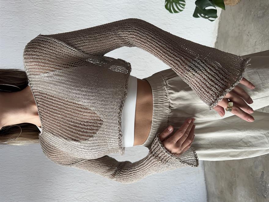 Triko Örme Crop - Taş