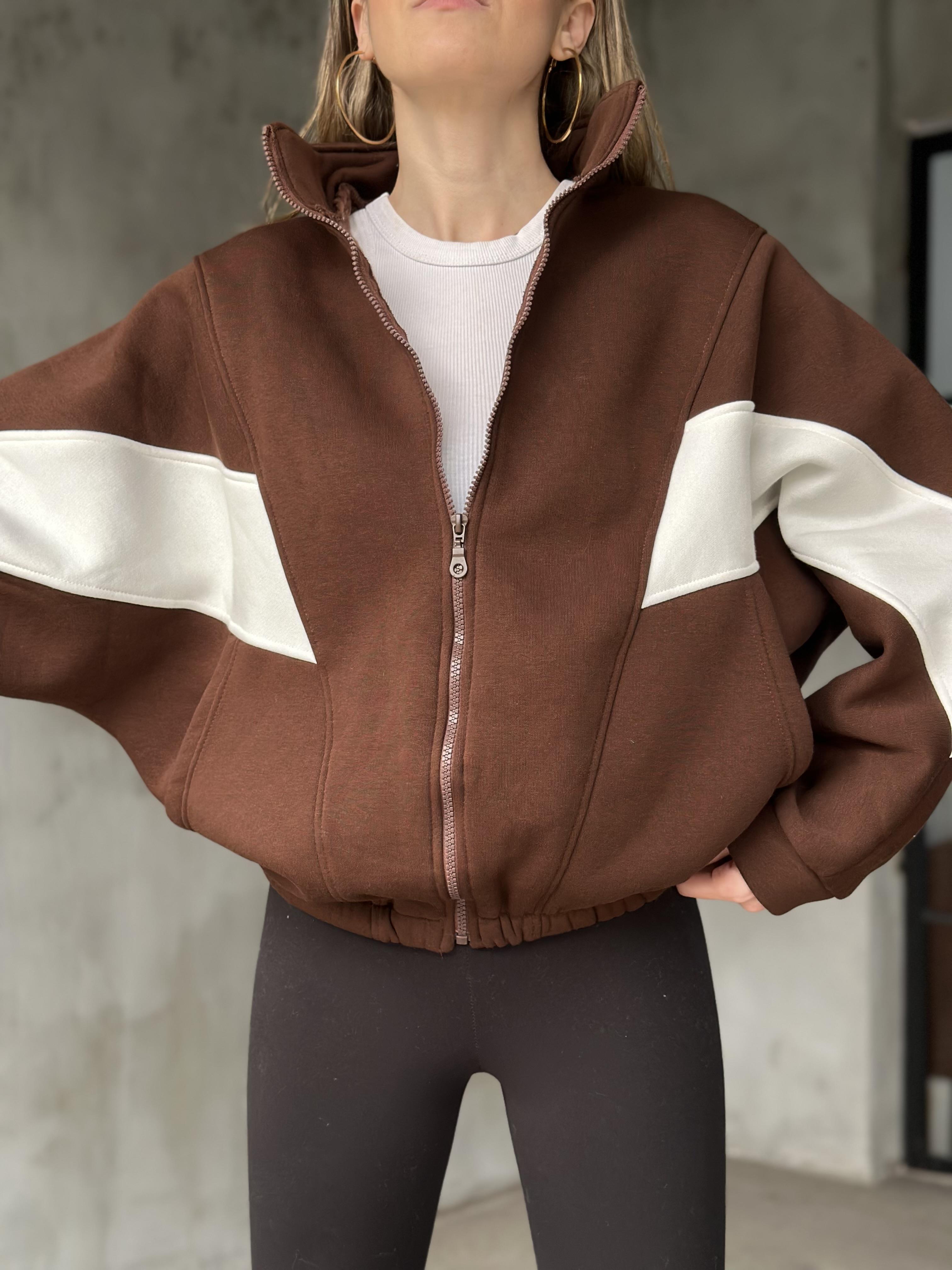 Unisex Oversize Şeritli Hırka