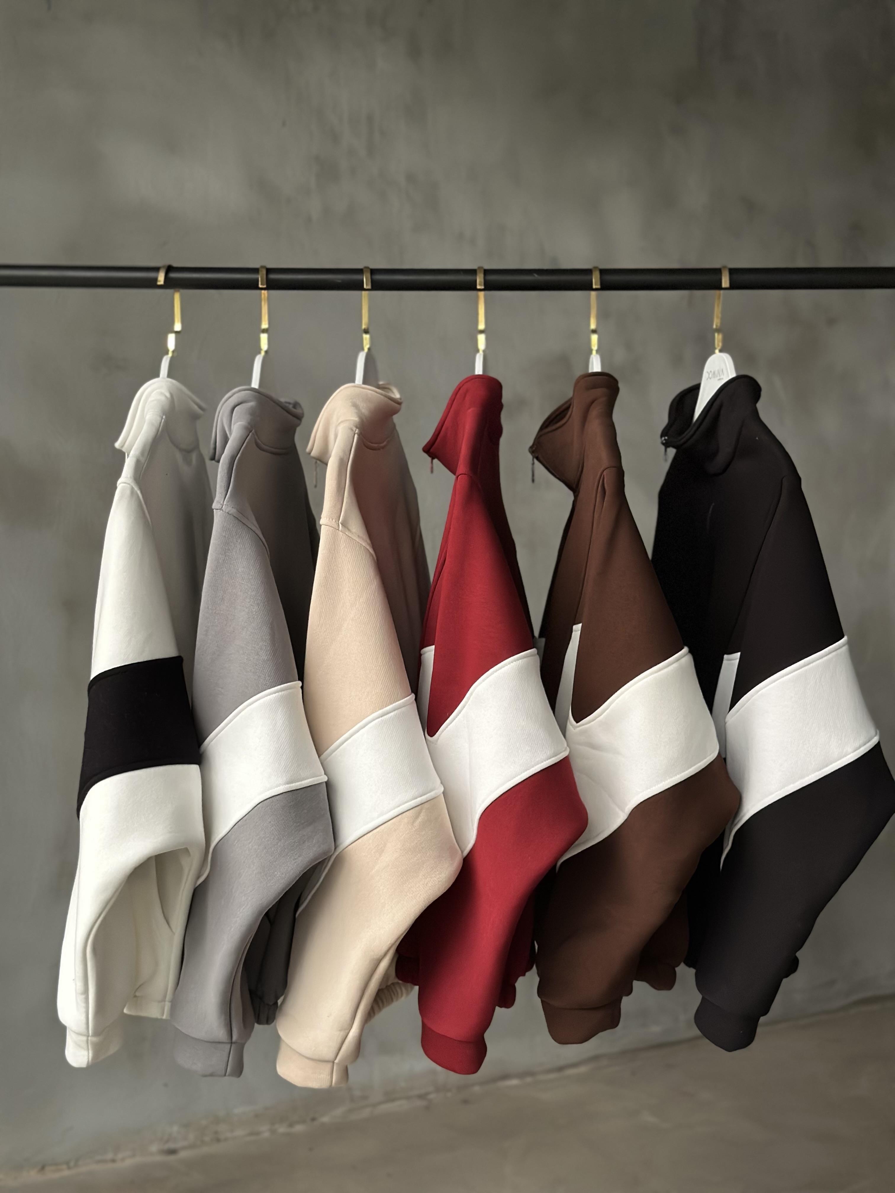 Unisex Oversize Şeritli Hırka