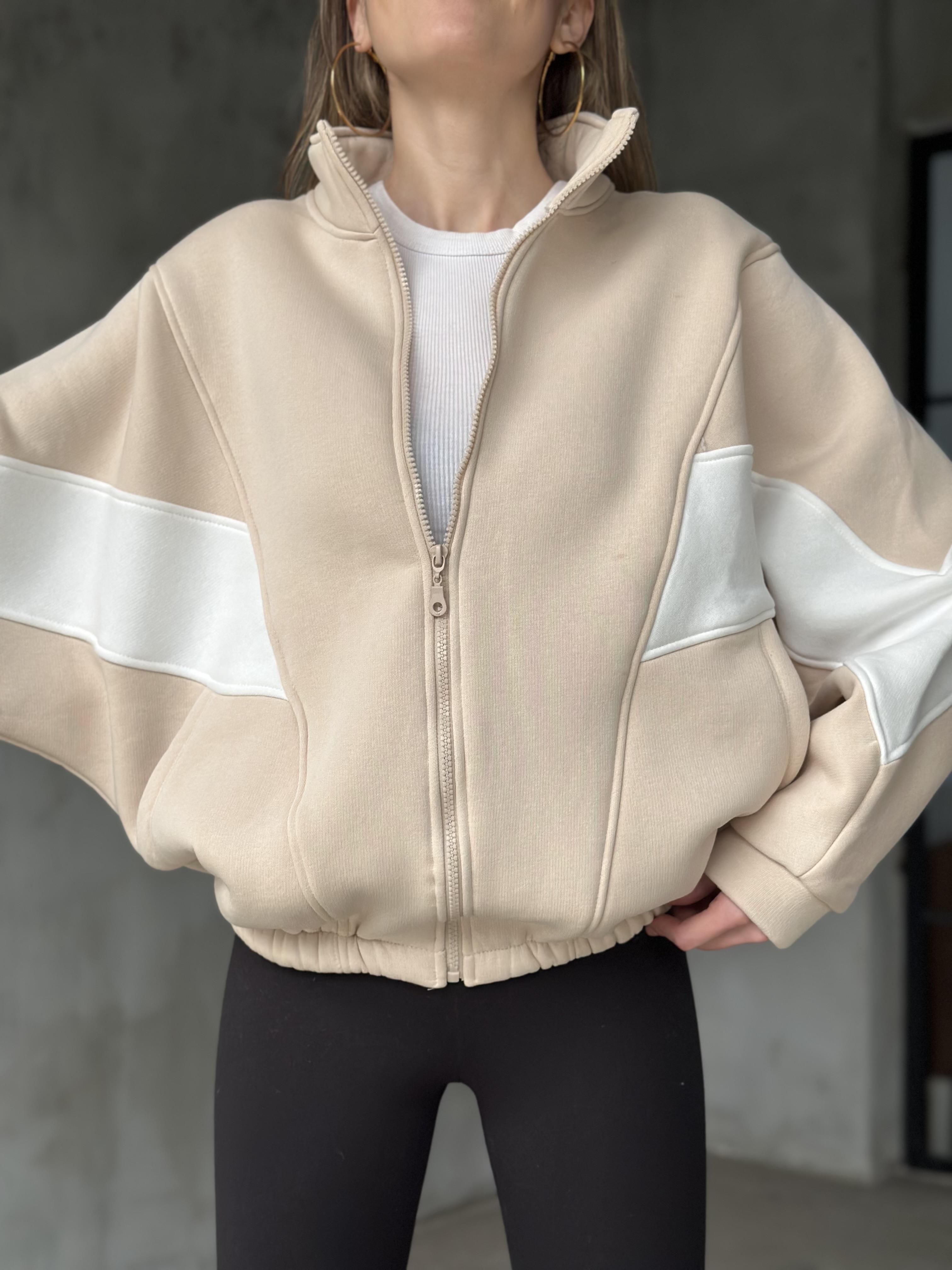Unisex Oversize Şeritli Hırka
