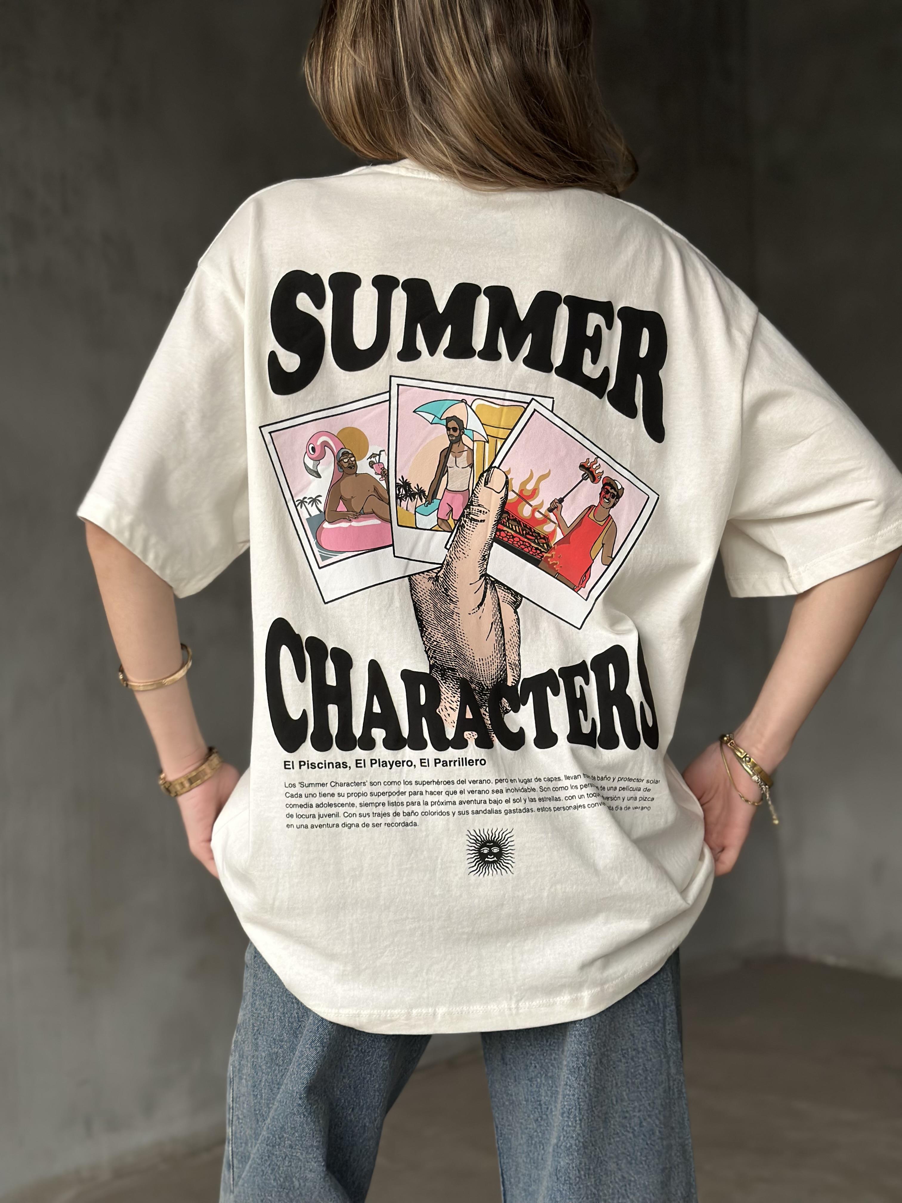 Unisex Summer Characters Sırt Baskılı Oversize T-Shirt