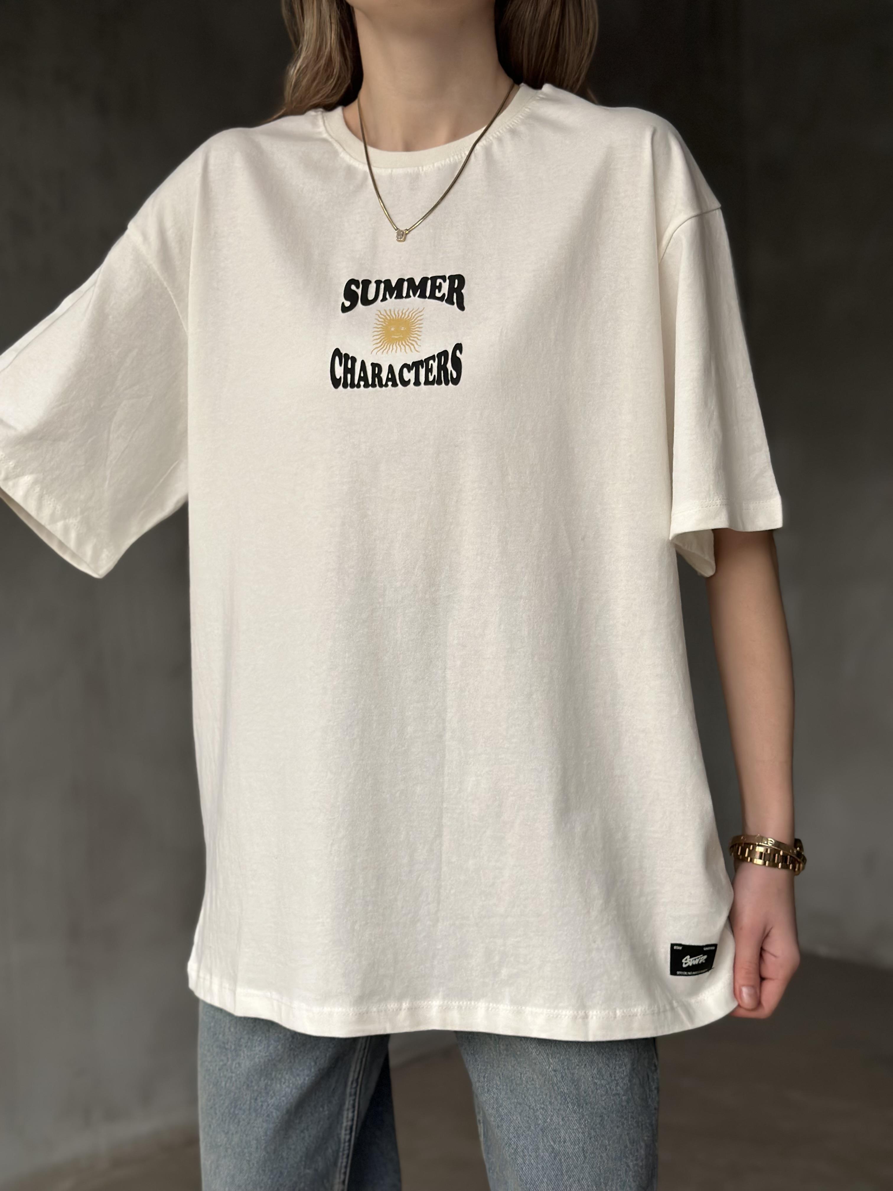 Unisex Summer Characters Sırt Baskılı Oversize T-Shirt