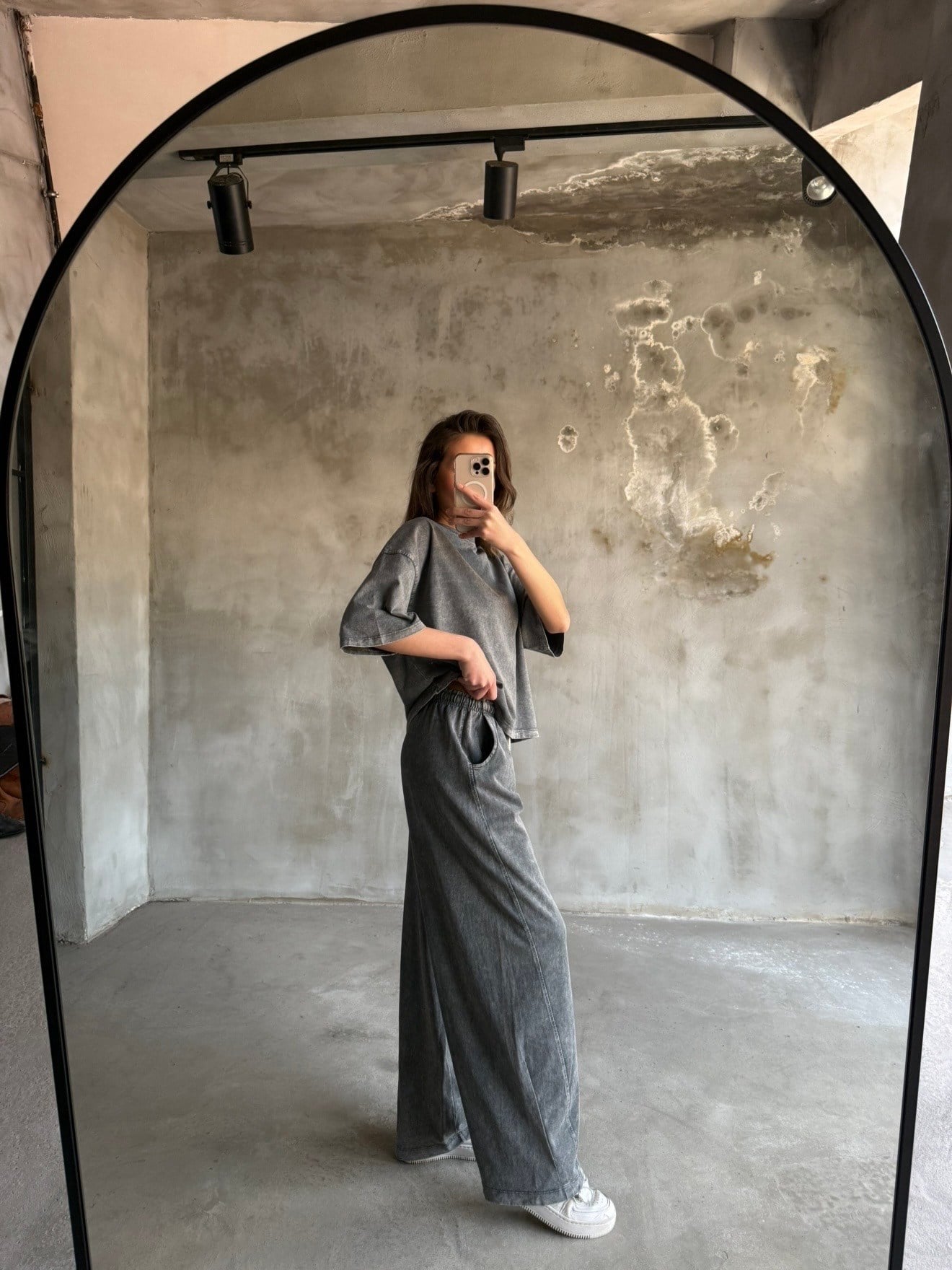 Unisex Yıkamalı Stoperli Takım - Gri