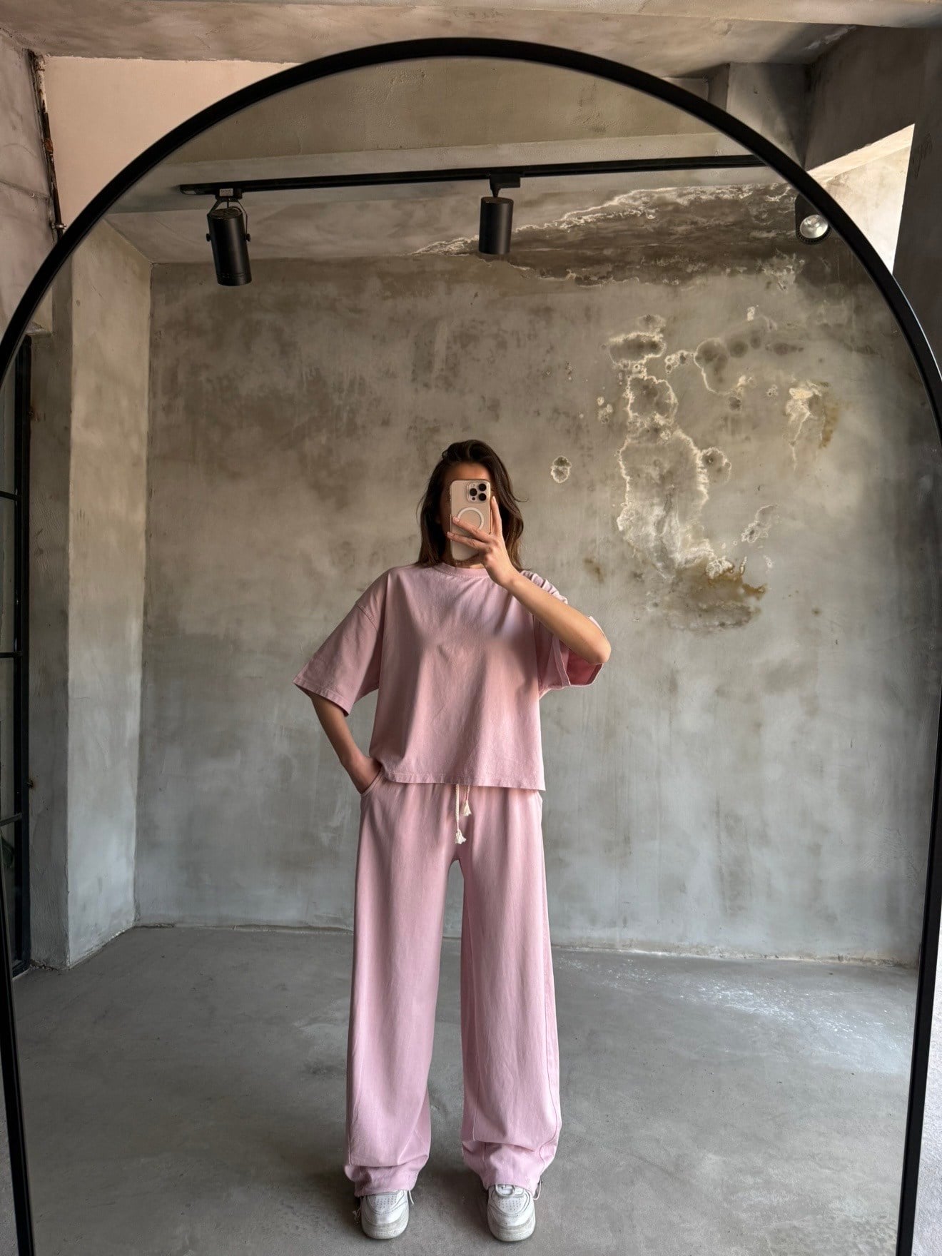 Unisex Yıkamalı Stoperli Takım - Pudra Pembe
