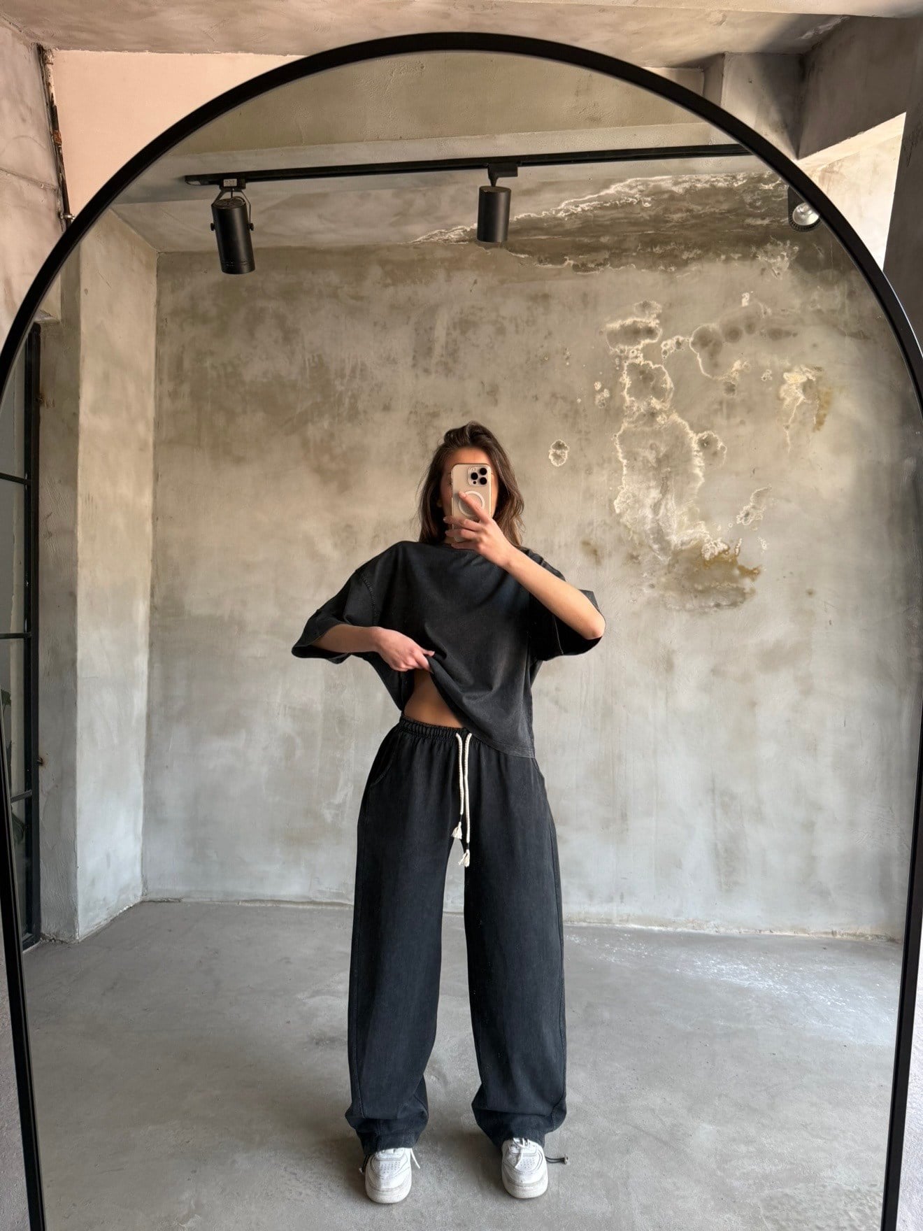 Unisex Yıkamalı Stoperli Takım - Siyah