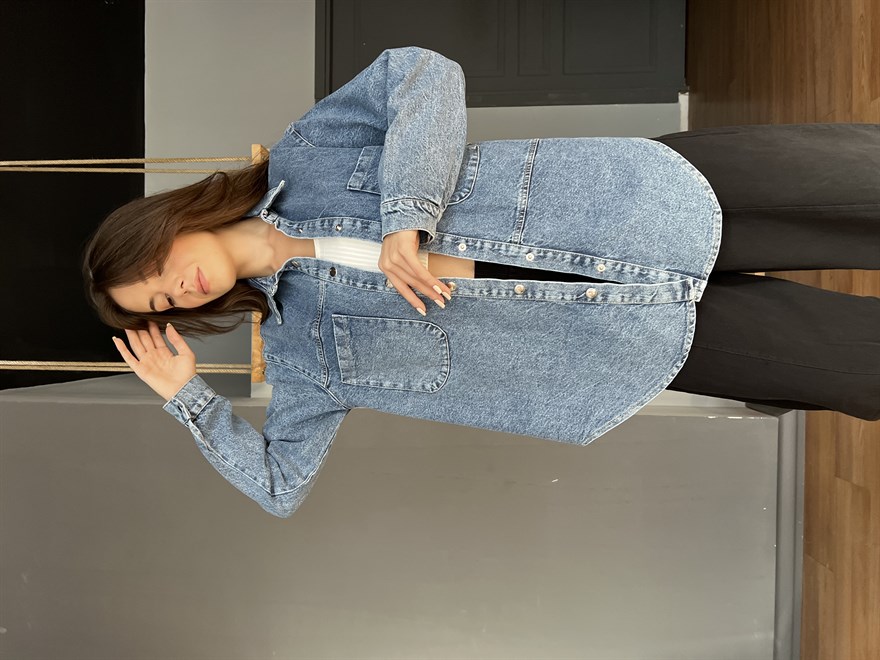Uzun Denim Ceket - Gömlek 