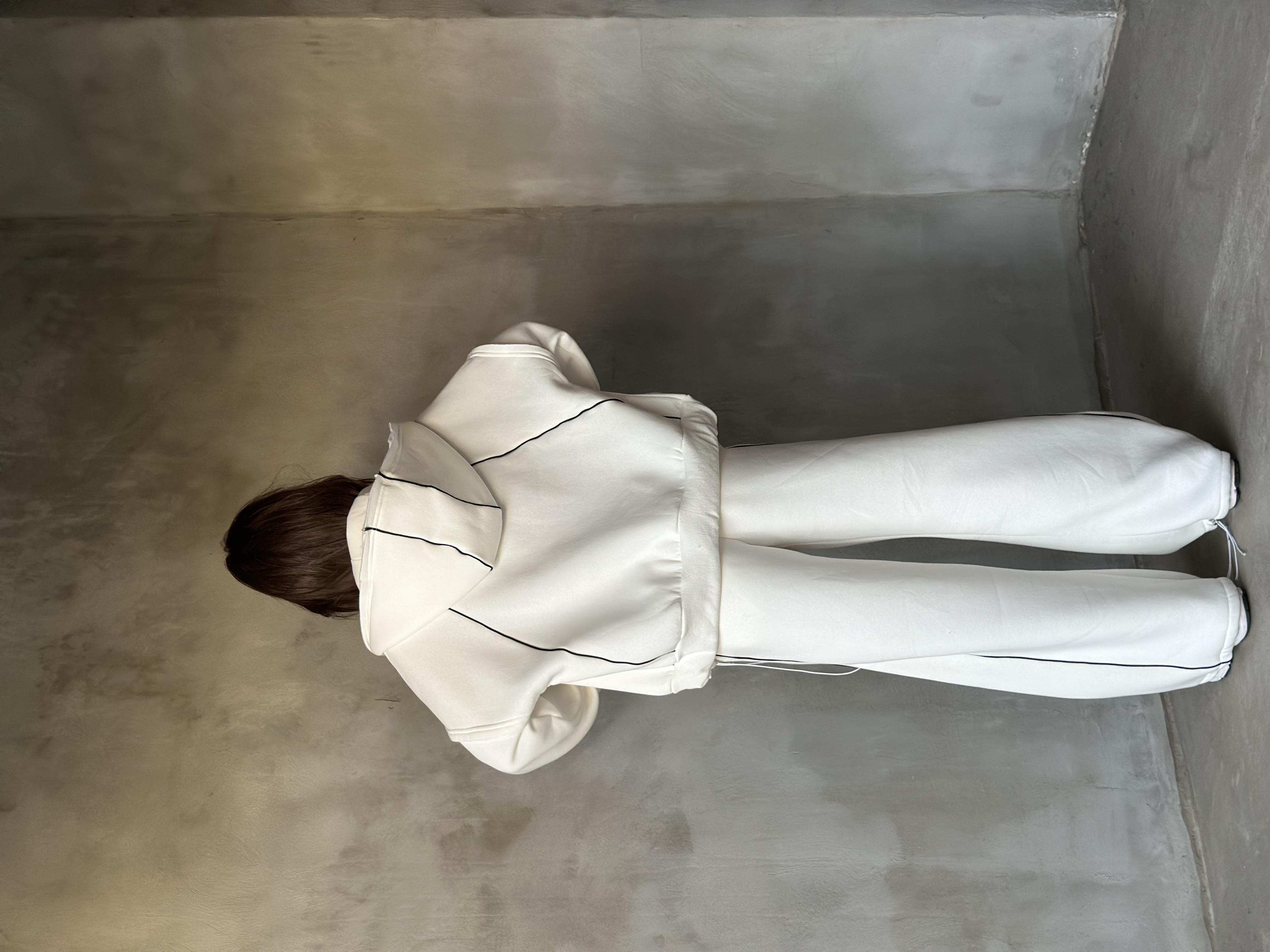  Lastik Detay Oversize Hırkalı Takım -  Beyaz