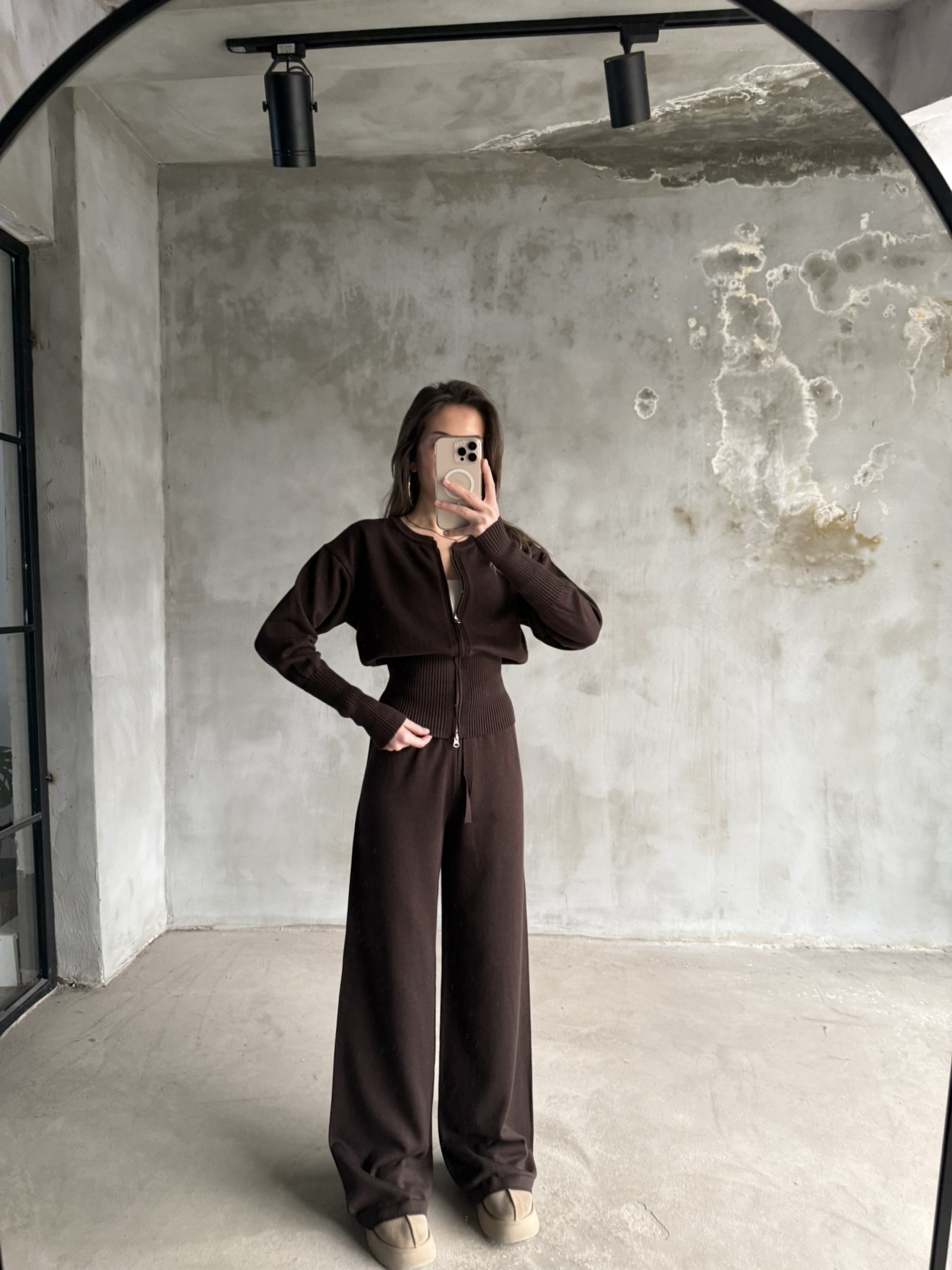 Vena Hırkalı Triko Takım - Kahverengi