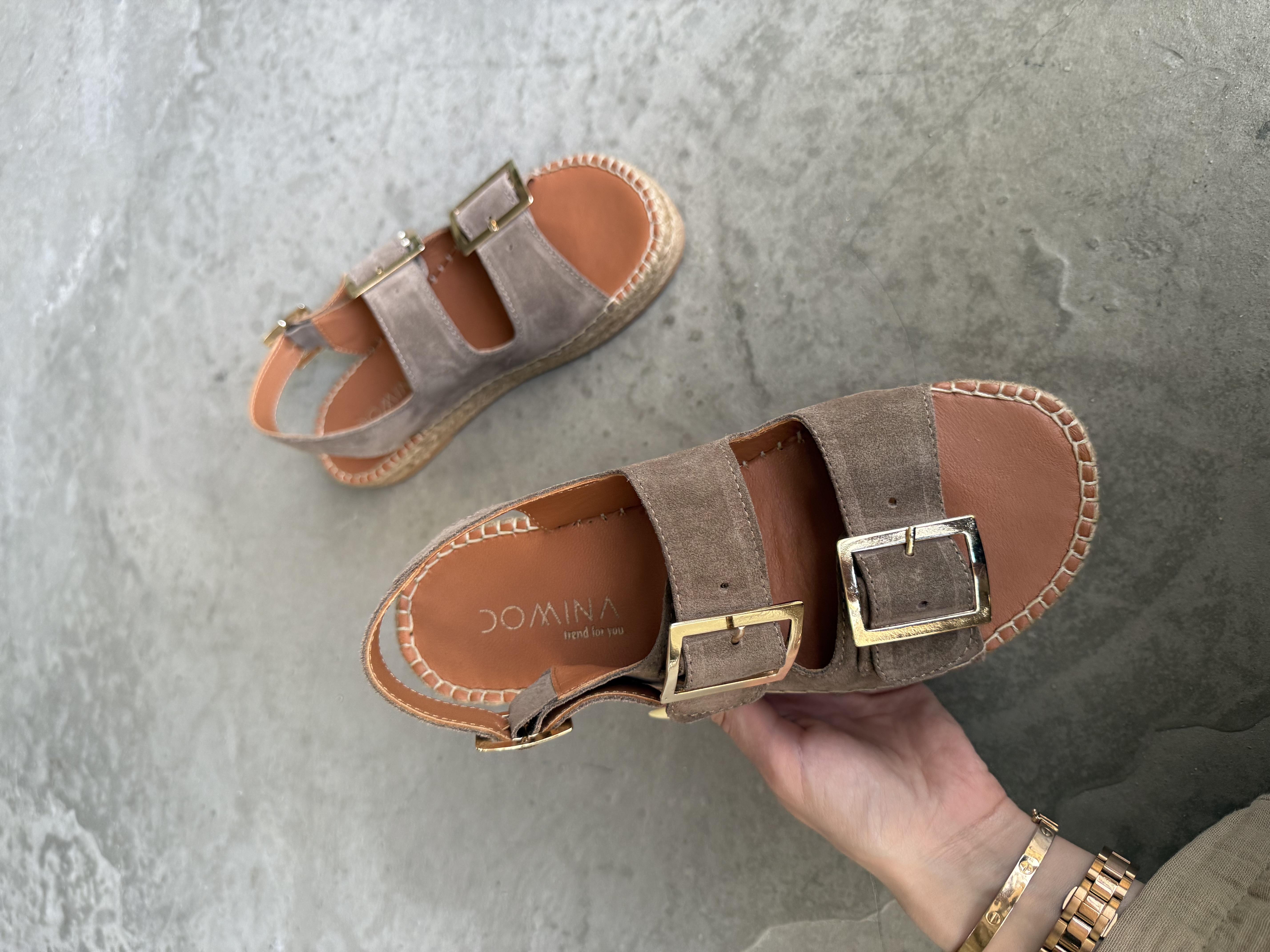 Voleur Hakiki Deri Espadril Sandalet - Toprak 