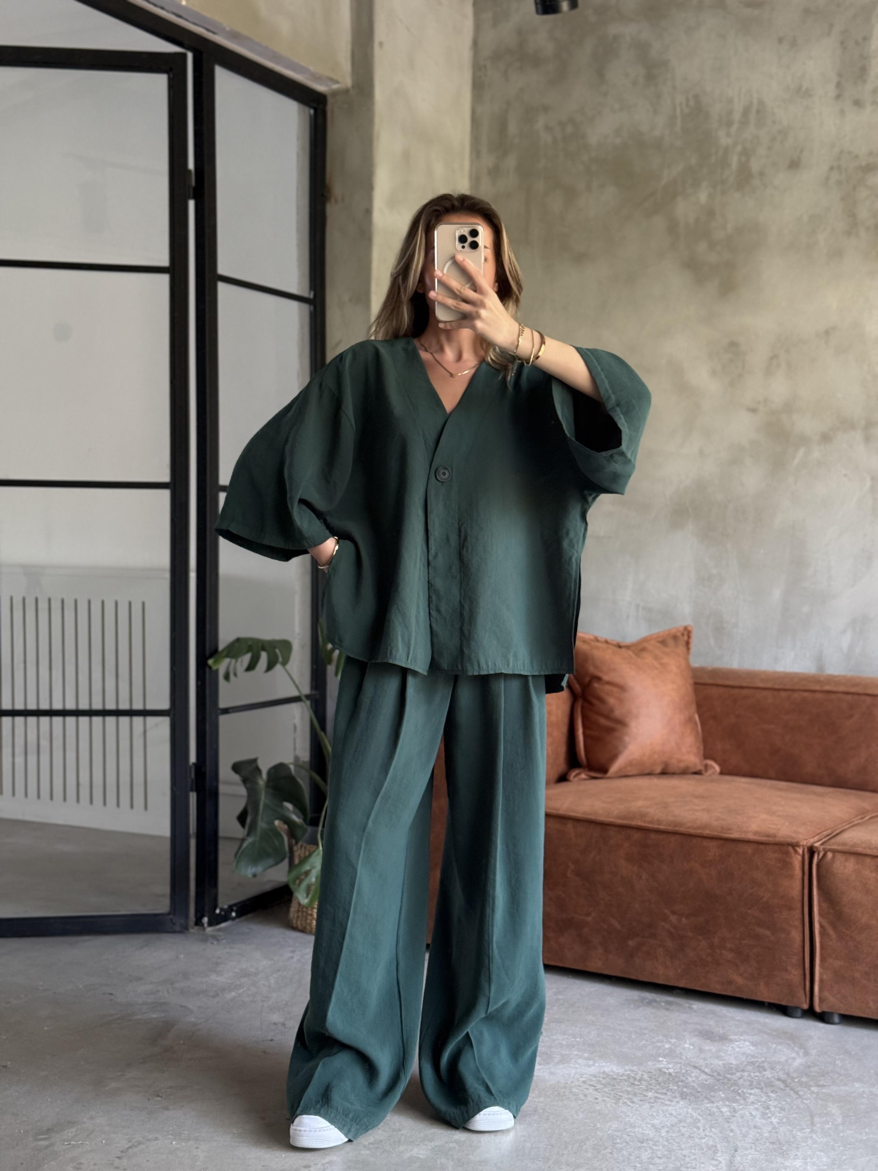 Yeşil Premium Tensel Oversize Takım