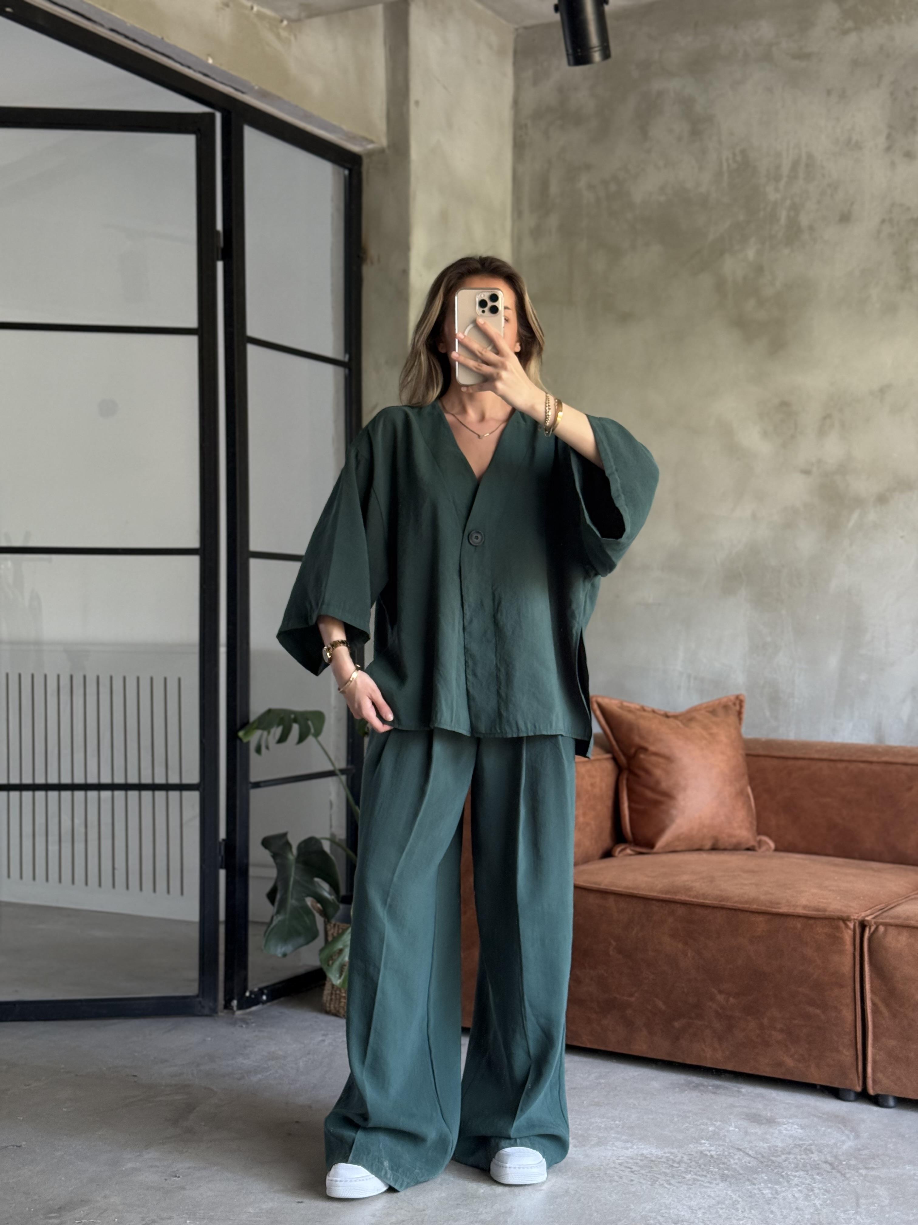 Yeşil Premium Tensel Oversize Takım