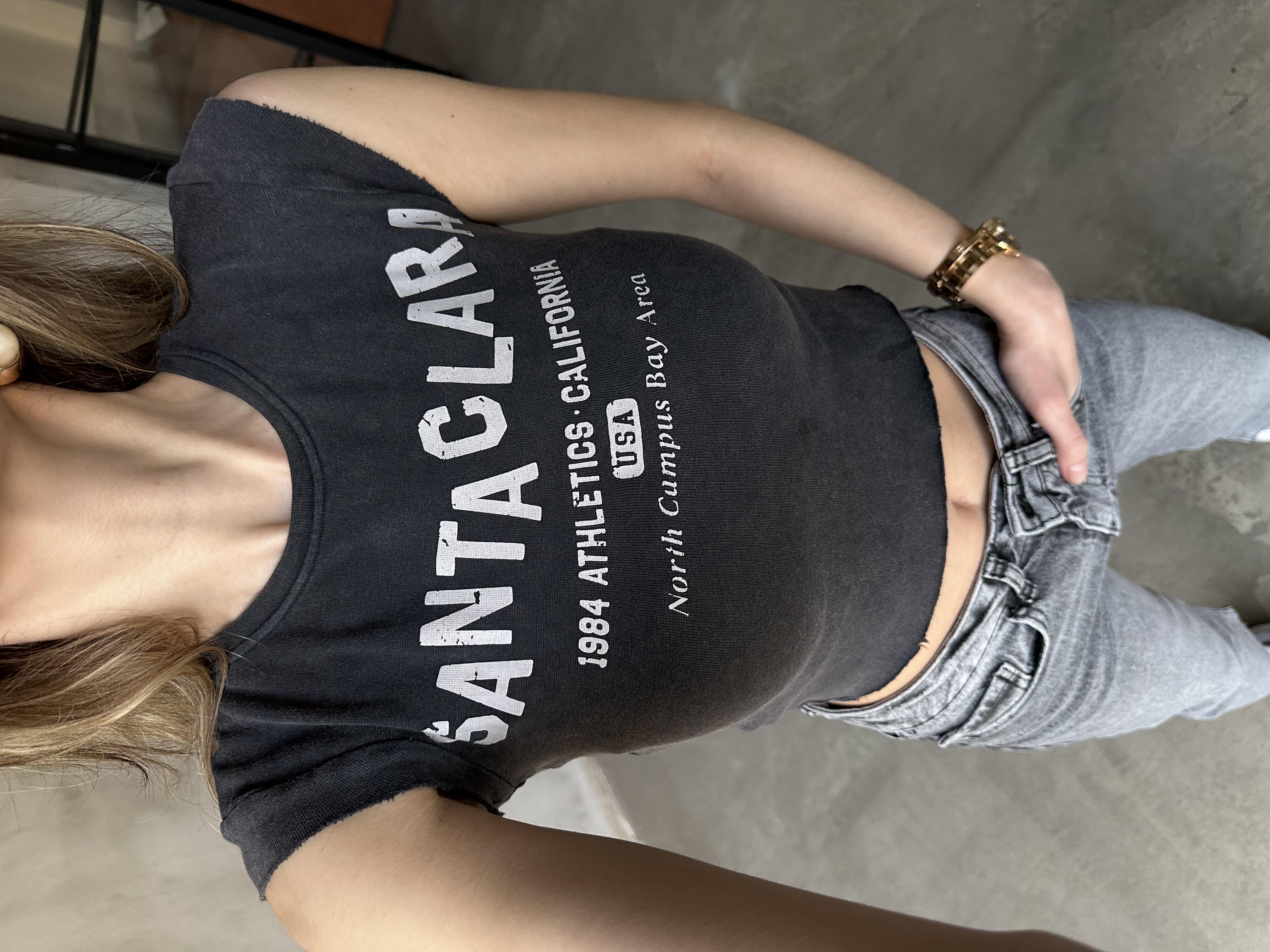 Yıkamalı Baskılı Crop Tshirt
