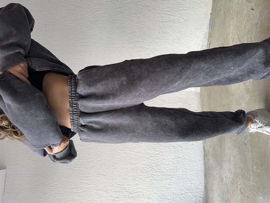 Yıkamalı Oversize Eşofman Takımı - Füme
