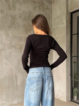 3lü Pamuklu Çıtçıtlı Bluz