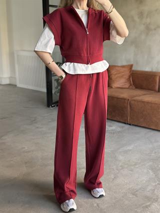 3lü Set Selanik Kumaş Takım - Bordo