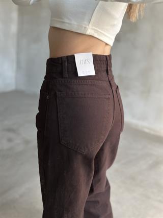 Acı Kahverengi Straight Fit Bol Paça Jean