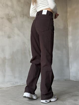 Acı Kahverengi Straight Fit Bol Paça Jean