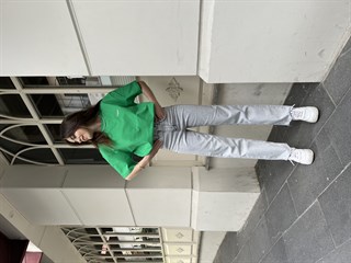 Açık Gri Boru Paça Jean
