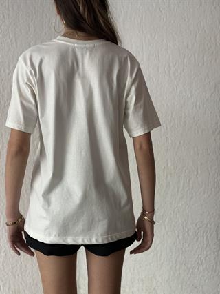 Ami Logo Nakışlı Oversize T-shirt - Beyaz