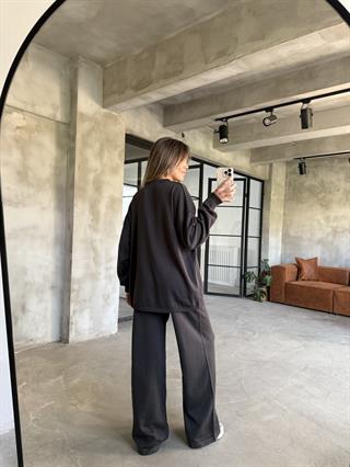 Antrasit Basic Oversize Triko Takım