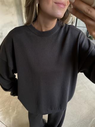 Antrasit Basic Oversize Triko Takım