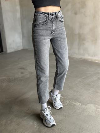 Antrasit Kesik Paça Boyfit Jean