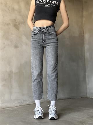 Antrasit Kesik Paça Boyfit Jean
