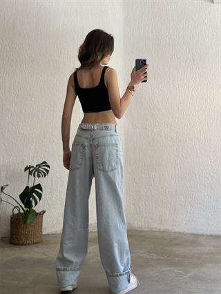 Ayarlanabilir Baggy Jean - Buz Mavi