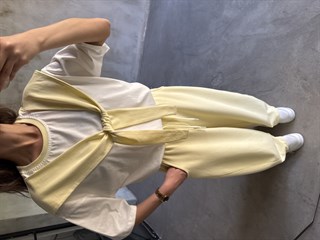 Bağlama Detaylı Oversize Stoperli Takım - Sarı