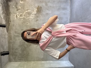 Bağlama Detaylı Oversize Stoperli Takım - Pembe