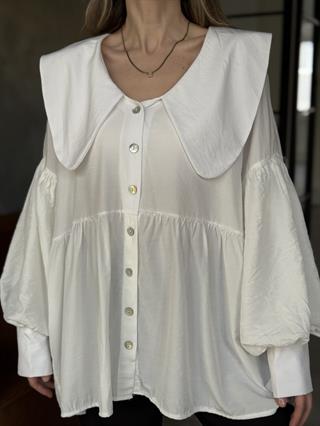 Bebe Yaka Tensel oversize Gömlek
