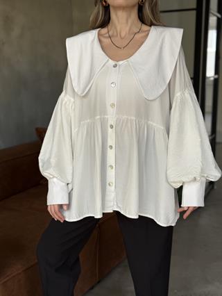 Bebe Yaka Tensel oversize Gömlek
