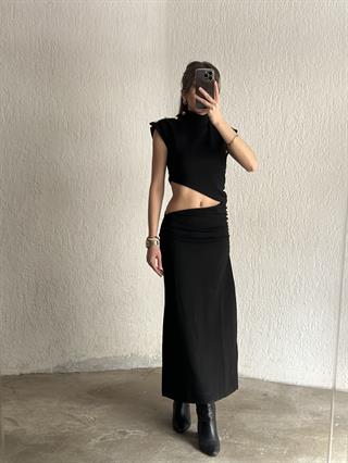Bel Dekolteli  Midi Boy Elbise 