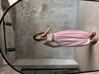 Bel Detay Çizgili Balon Şalvar Pantolon - Pembe - Dominatrend