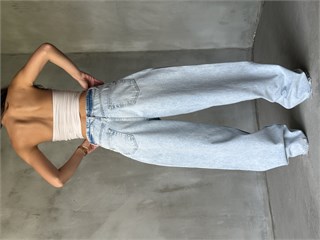 Bel Detay Mavi Baggy Jean