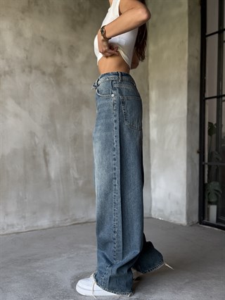Bel Detay Tintli Baggy Jean 