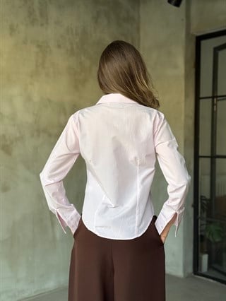 Belden Oturtmalı Gömlek - Pembe
