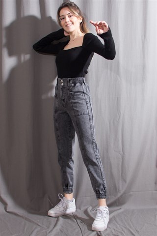 Beli Lastikli Antrasit Jean - Füme